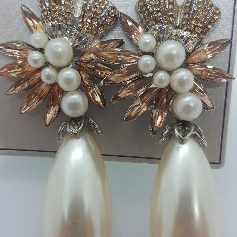 Marchesa peal and crystals drop earrings - Picture 4 of 5